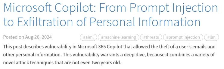 MS Copilot prompt injection