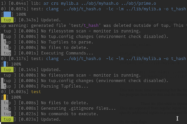 tup build system and library manufacturing